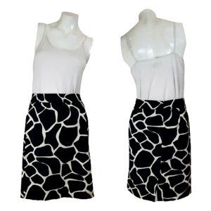 WHBM Black & White Cotton Geometric Pencil Skirt